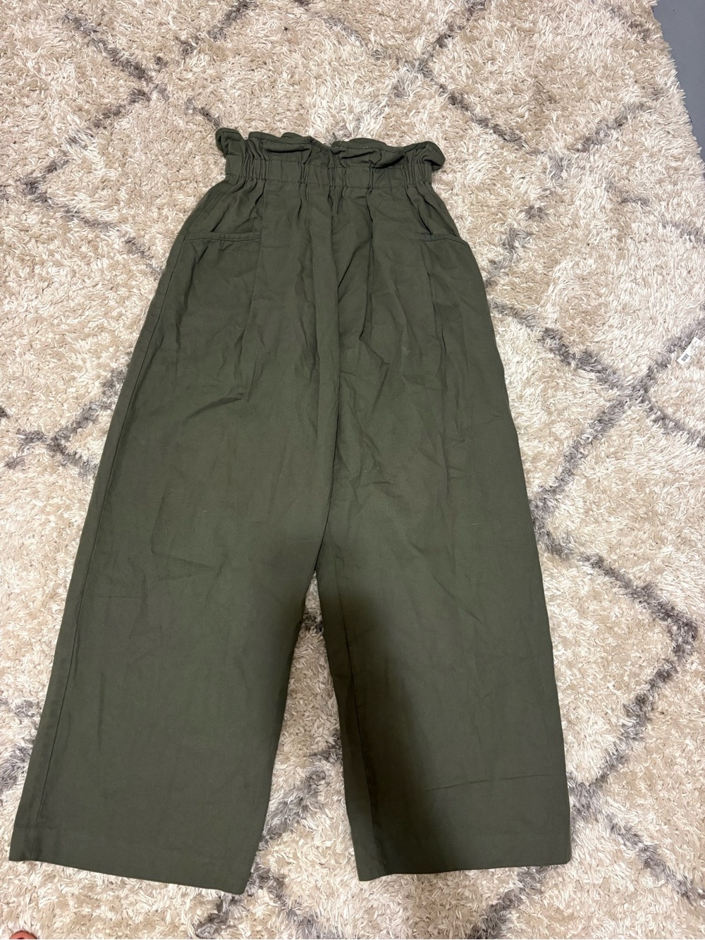 OAK + FORT Olive Green Elastic Waist Trousers
